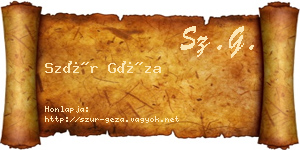 Szür Géza névjegykártya